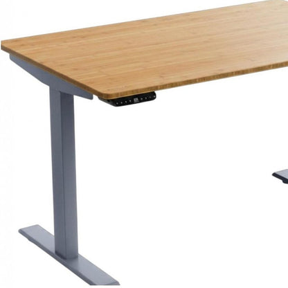 48" Adjustable Brown and Gray Stainless Steel Computer Desk HomeRoots