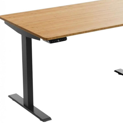 48" Adjustable Brown and Black Stainless Steel Computer Desk HomeRoots