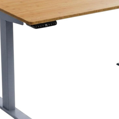 48" Adjustable Brown and Gray Stainless Steel Computer Desk HomeRoots