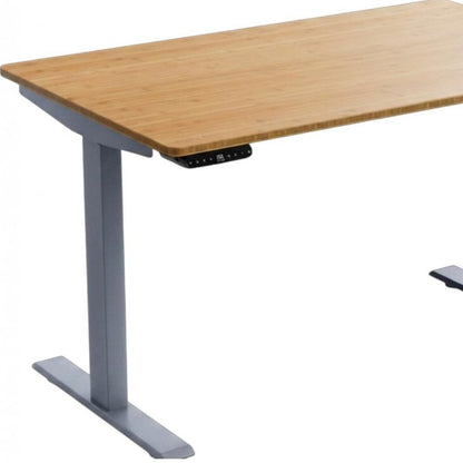 48" Adjustable Brown and Gray Stainless Steel Computer Desk HomeRoots