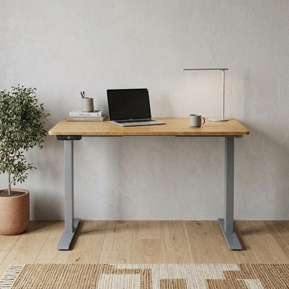 48" Adjustable Brown and Gray Stainless Steel Computer Desk HomeRoots