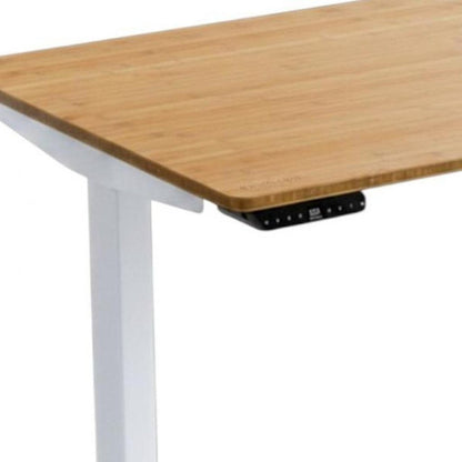 48" Adjustable Brown and White Stainless Steel Computer Desk HomeRoots