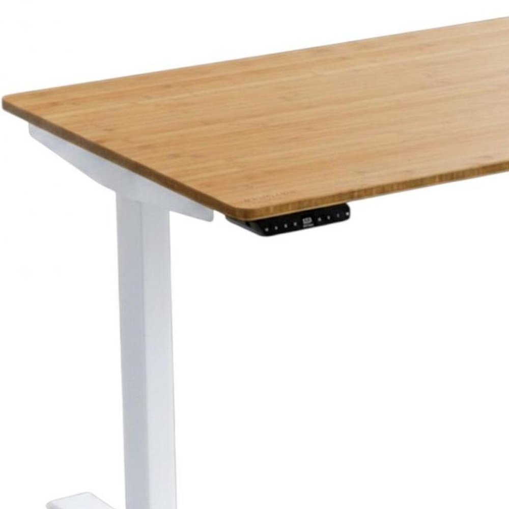 48" Adjustable Brown and White Stainless Steel Computer Desk HomeRoots