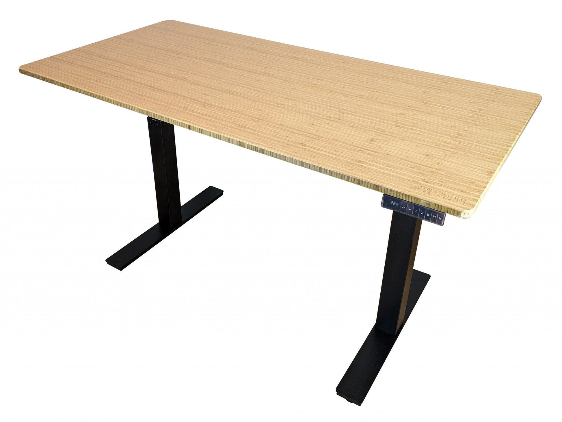 Black and Natural Bamboo 45" Dual Motor Electric Office Adjustable Computer Desk - FurniFindUSA