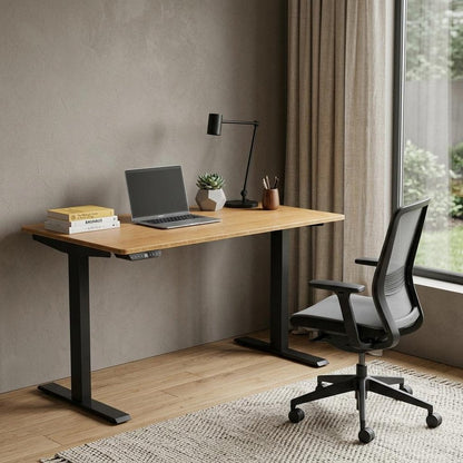 60" Adjustable Brown and Black Standing Desk HomeRoots