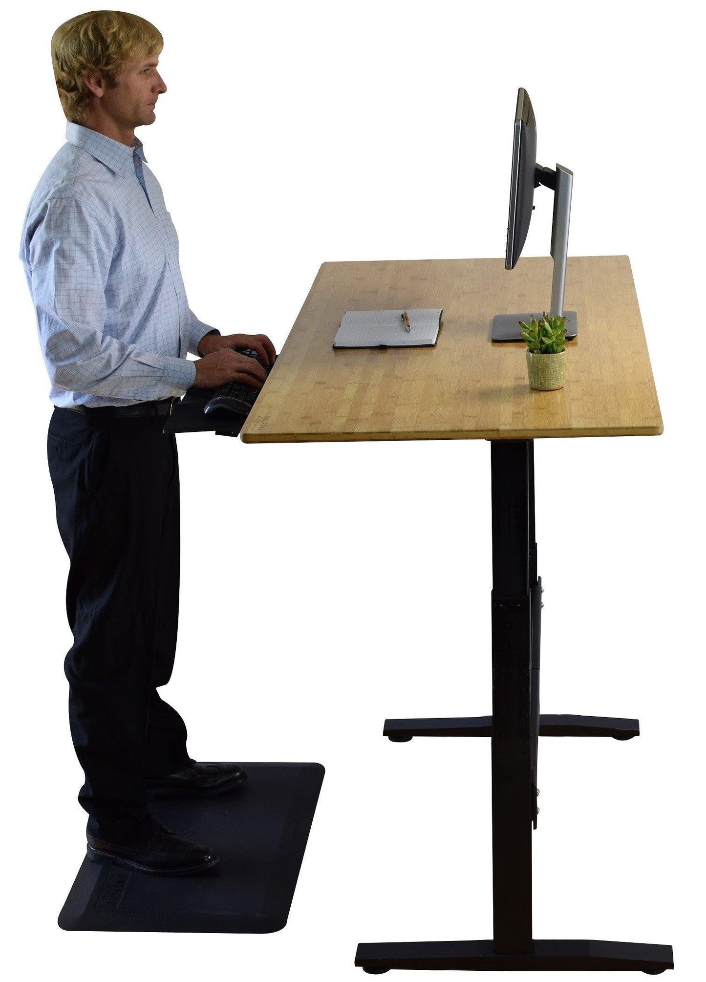 Black and Natural Bamboo 45" Dual Motor Electric Office Adjustable Computer Desk - FurniFindUSA