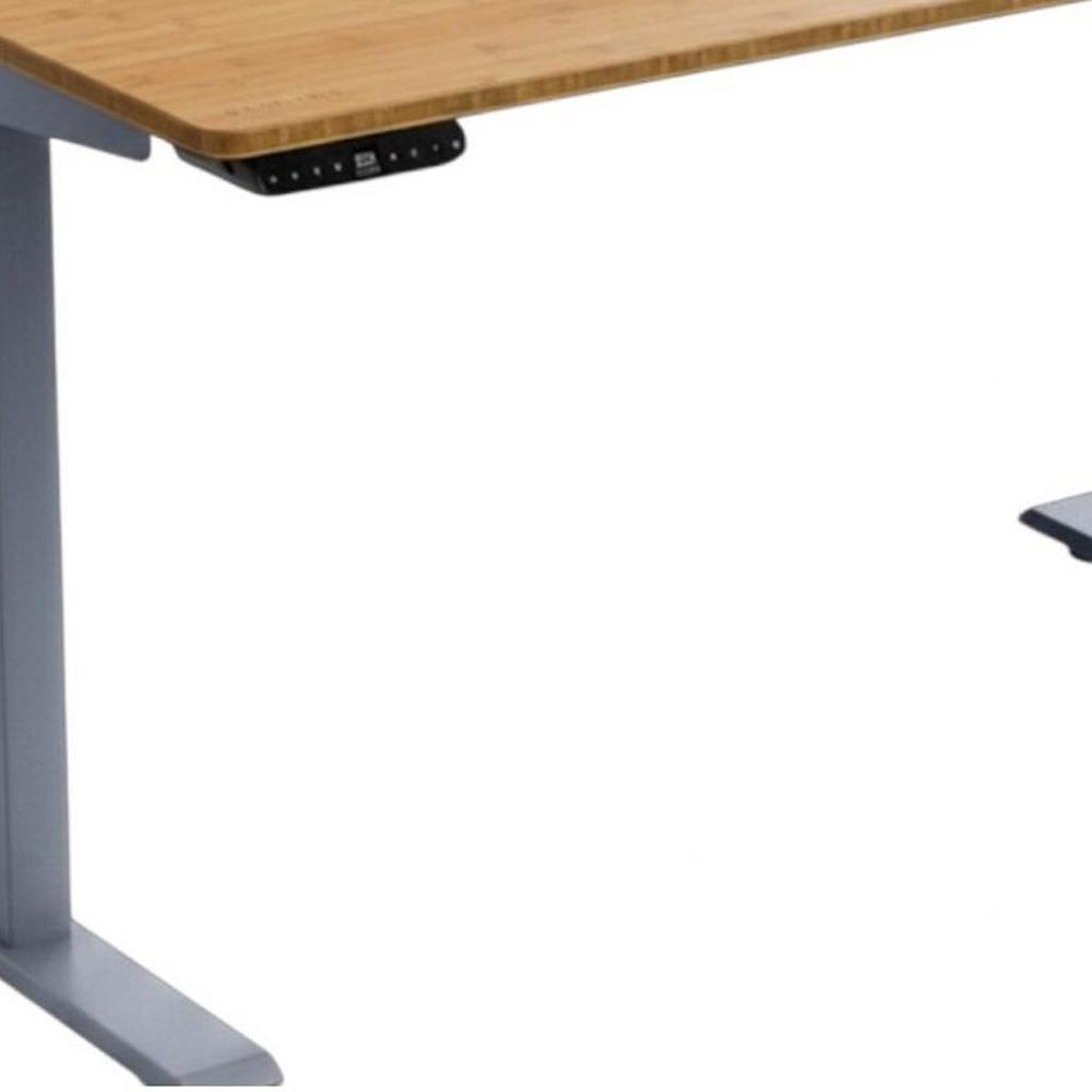 60" Adjustable Brown and Gray Stainless Steel Computer Desk — view 3