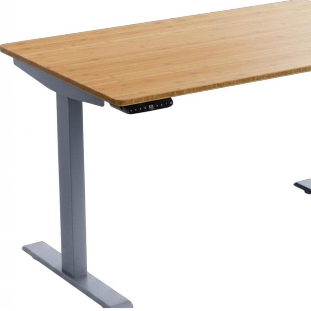 60" Adjustable Brown and Gray Stainless Steel Computer Desk — view 4