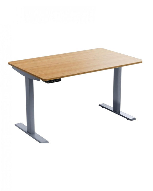 60" Adjustable Brown and Gray Stainless Steel Computer Desk HomeRoots