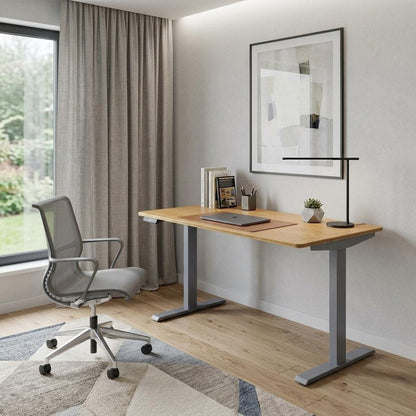 60" Adjustable Brown and Gray Stainless Steel Computer Desk HomeRoots