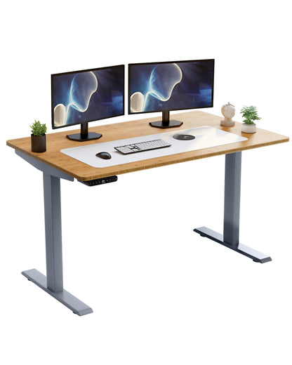 Gray and Natural Bamboo 45" Dual Motor Electric Office Adjustable Computer Desk - FurniFindUSA