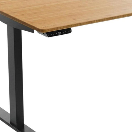 60" Adjustable Brown and Black Stainless Steel Computer Desk HomeRoots