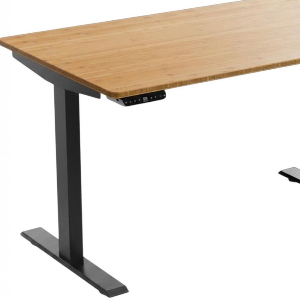 60" Adjustable Brown and Black Stainless Steel Computer Desk HomeRoots