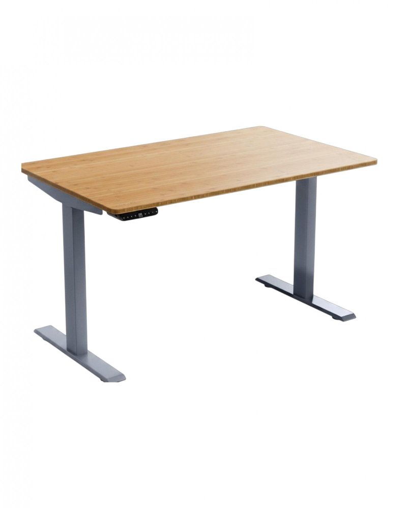 60" Adjustable Brown and Gray Stainless Steel Computer Desk HomeRoots