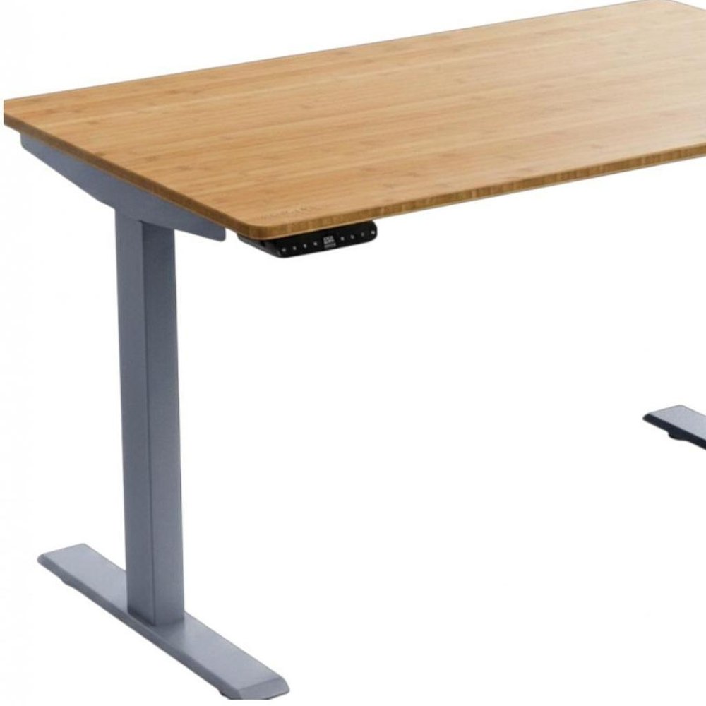 60" Adjustable Brown and Gray Stainless Steel Computer Desk HomeRoots
