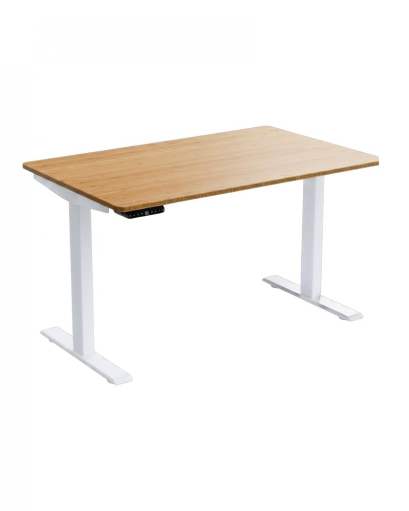 60" Adjustable Brown and White Stainless Steel Computer Desk HomeRoots