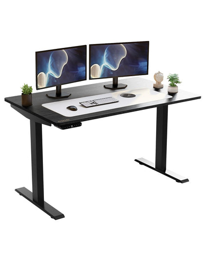 Black on Black 45" Bamboo Dual Motor Electric Office Adjustable Computer Desk HomeRoots