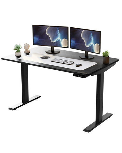 Black on Black 52" Bamboo Dual Motor Electric Office Adjustable Computer Desk HomeRoots