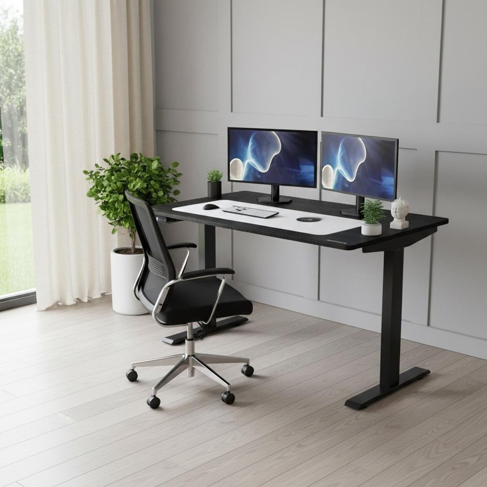 Adjustable Black Stainless Steel Rolling Computer Desk HomeRoots