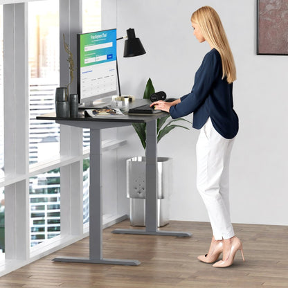 Adjustable Black and Gray Stainless Steel Rolling Computer Desk HomeRoots