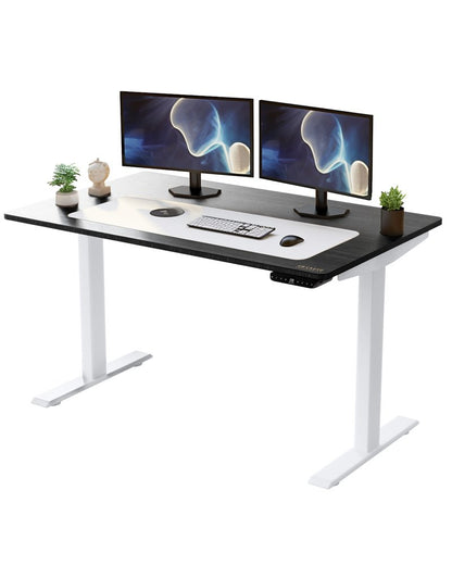 White and Black 52" Bamboo Dual Motor Electric Office Adjustable Computer Desk HomeRoots