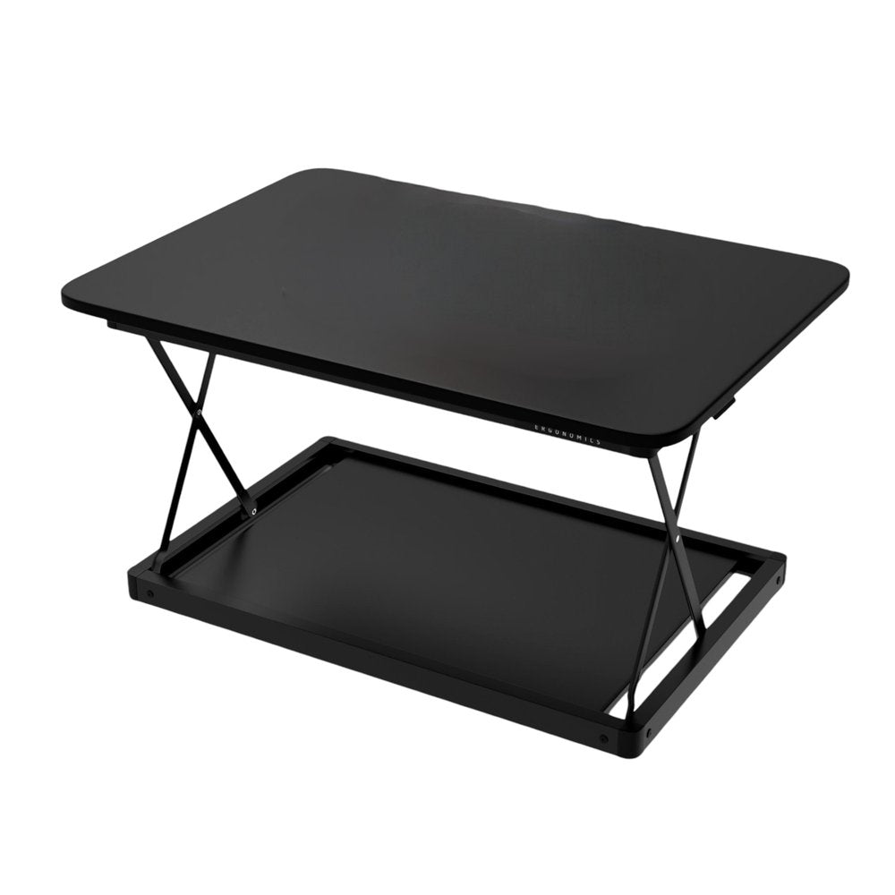 28" Adjustable Black Stainless Steel Standing Desk Converter HomeRoots