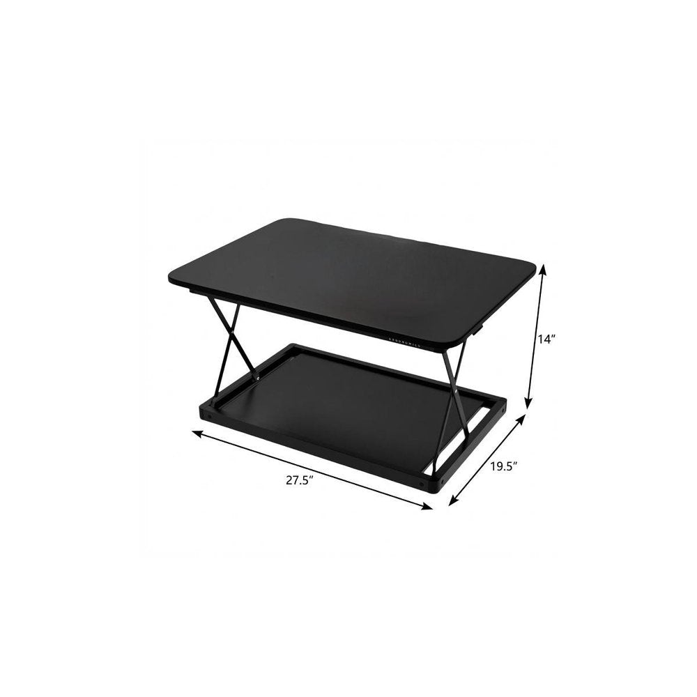28" Adjustable Black Stainless Steel Standing Desk Converter HomeRoots