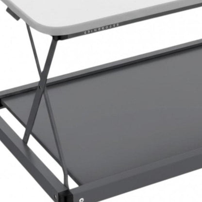 28" Adjustable White and Silver Stainless Steel Standing Desk Converter HomeRoots