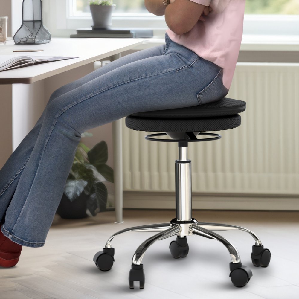 Black and Silver Adjustable Height Swivel Rolling Office Chair HomeRoots