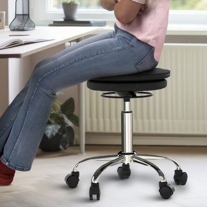 Black and Silver Adjustable Height Swivel Rolling Office Chair HomeRoots