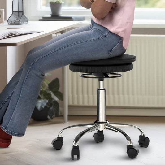 Black and Silver Adjustable Height Swivel Rolling Office Chair HomeRoots