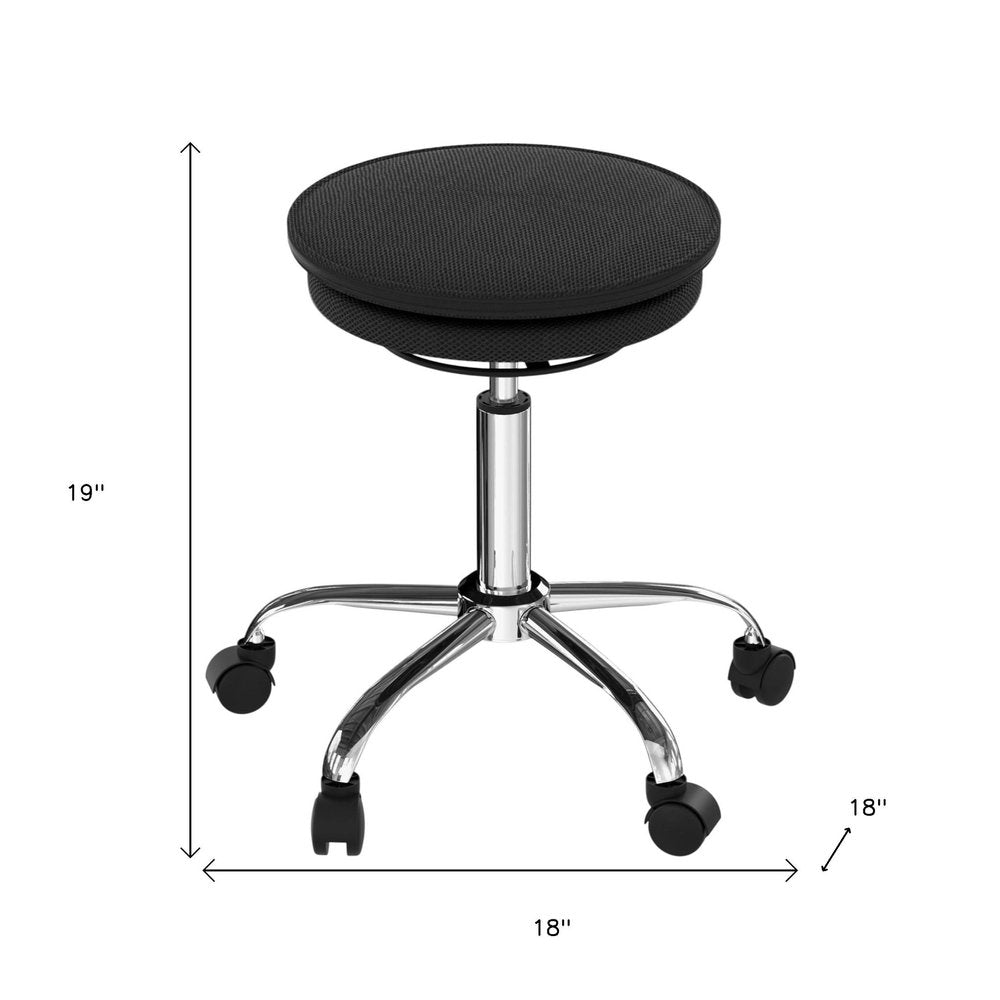 Black and Silver Adjustable Height Swivel Rolling Office Chair HomeRoots