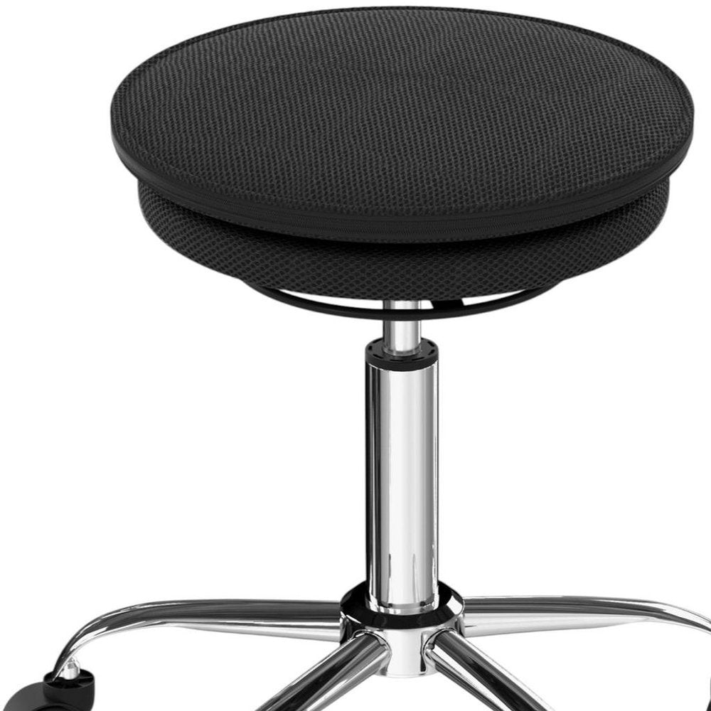 Black and Silver Adjustable Height Swivel Rolling Office Chair HomeRoots