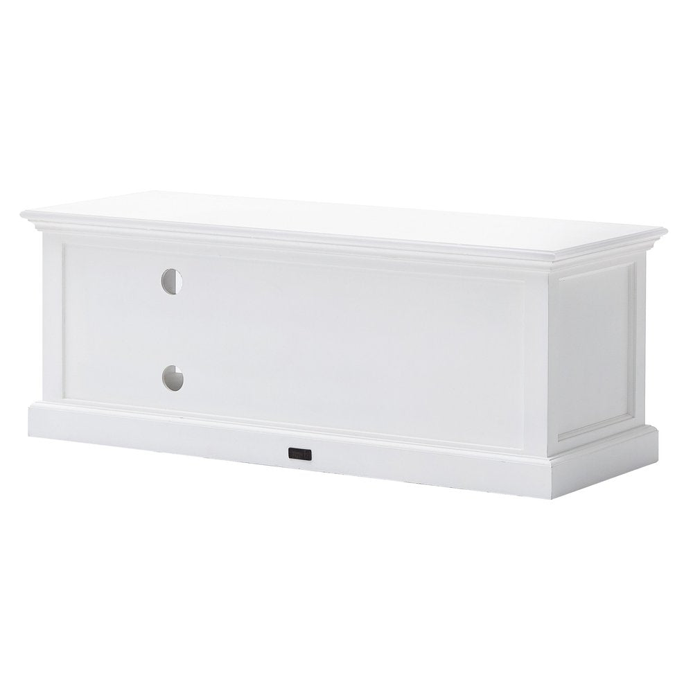 47" White Solid Wood Drawers and Open Shelving Entertainment Center HomeRoots