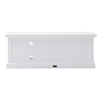 47" White Solid Wood Drawers and Open Shelving Entertainment Center HomeRoots