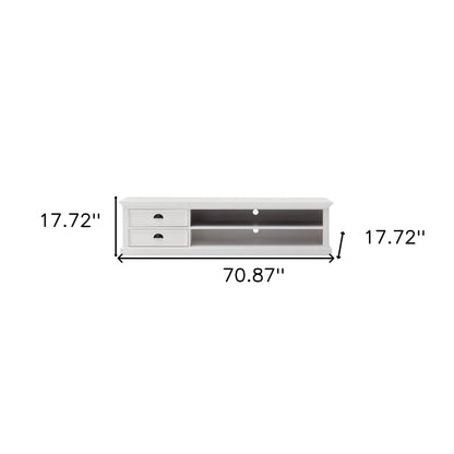 71" Classic White Entertainment Unit with Two Drawers