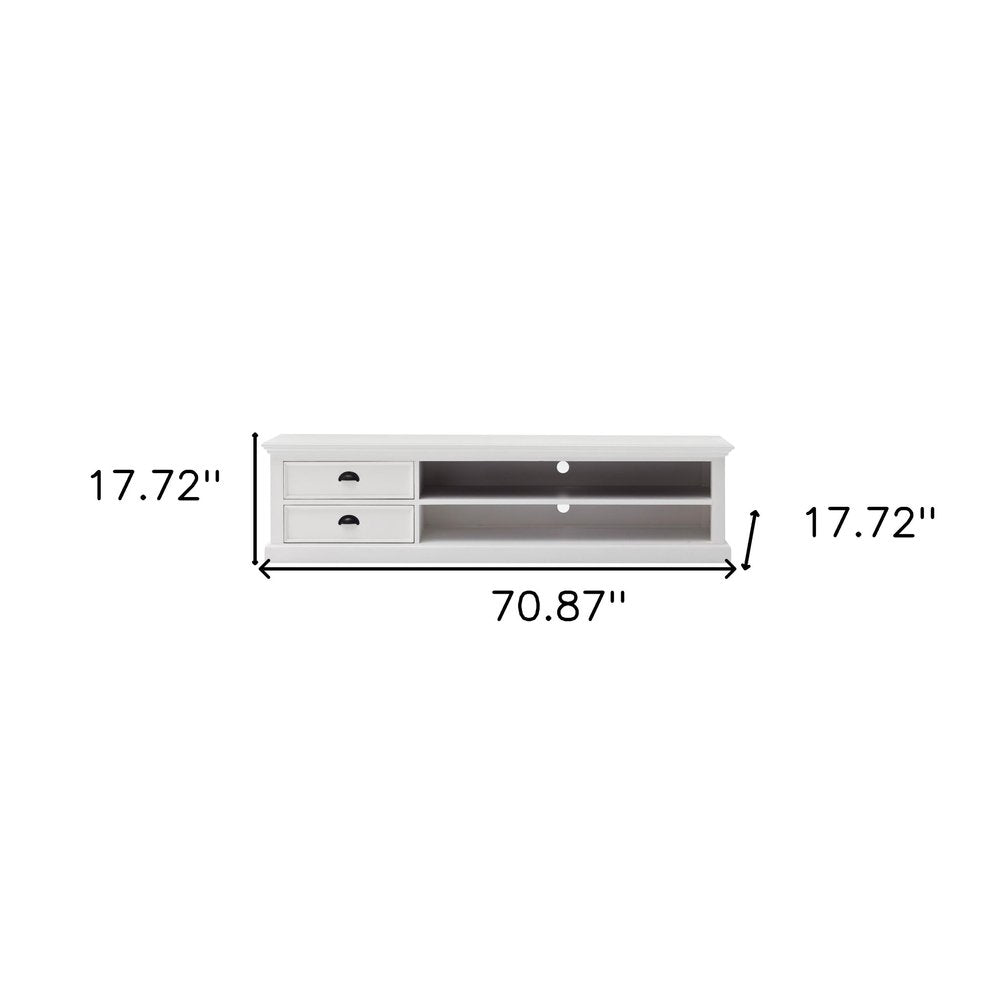71" Classic White Entertainment Unit with Two Drawers HomeRoots