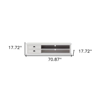 71" Classic White Entertainment Unit with Two Drawers HomeRoots