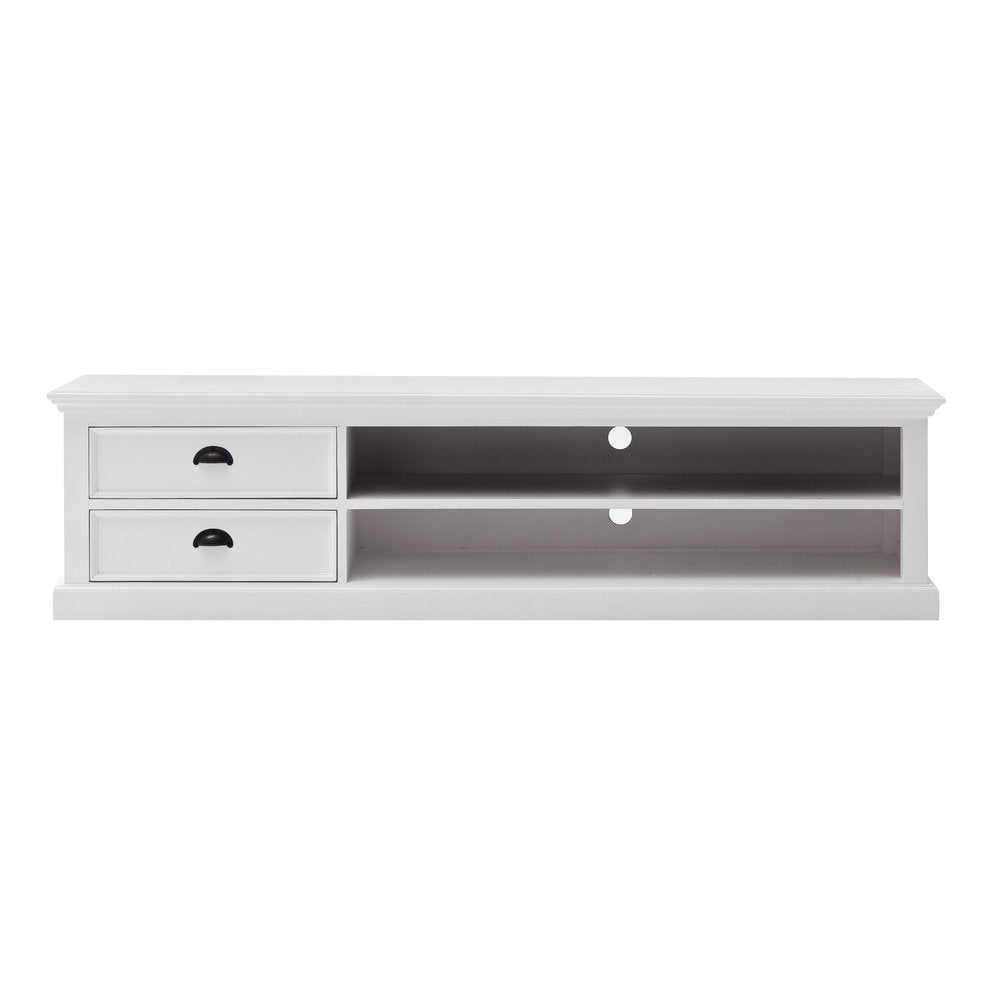 71" Classic White Entertainment Unit with Two Drawers HomeRoots