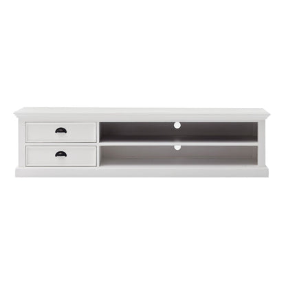 71" Classic White Entertainment Unit with Two Drawers HomeRoots