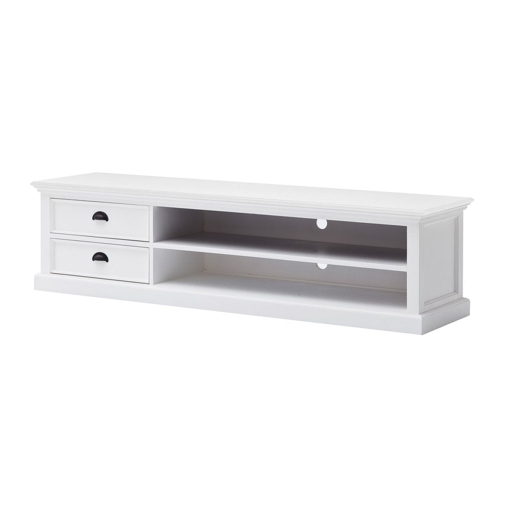 71" Classic White Entertainment Unit with Two Drawers HomeRoots