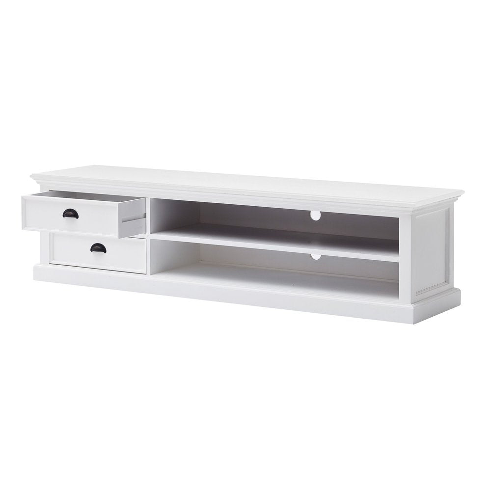 71" Classic White Entertainment Unit with Two Drawers HomeRoots