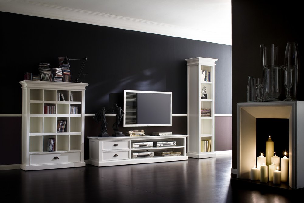 71" Classic White Entertainment Unit with Two Drawers HomeRoots