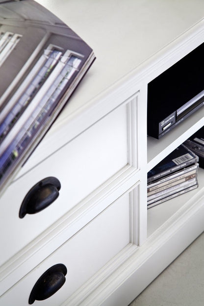 71" Classic White Entertainment Unit with Two Drawers HomeRoots