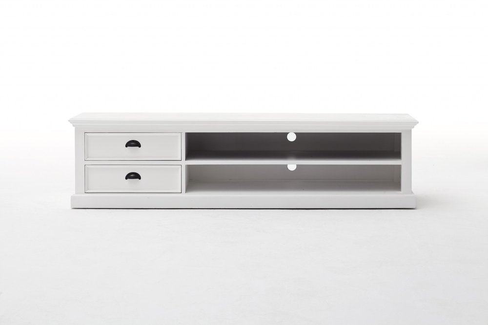 71" Classic White Entertainment Unit with Two Drawers HomeRoots
