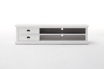 71" Classic White Entertainment Unit with Two Drawers HomeRoots