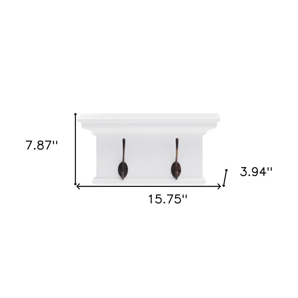 Classic White Two Hook Hanging Coat Rack — view 9