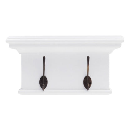 Classic White Two Hook Hanging Coat Rack HomeRoots