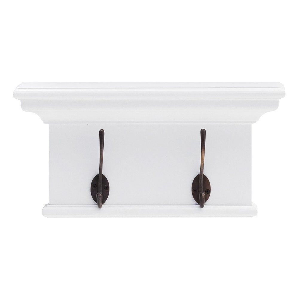 Classic White Two Hook Hanging Coat Rack — view 1
