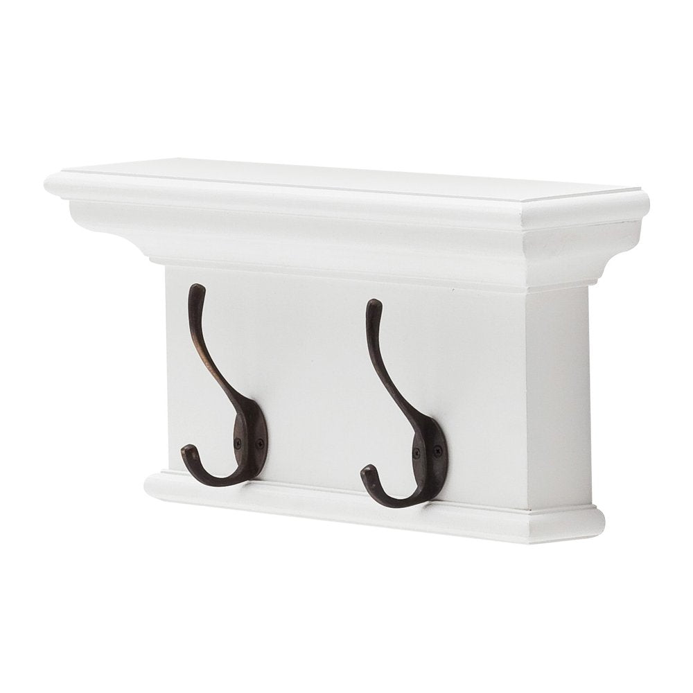 Classic White Two Hook Hanging Coat Rack HomeRoots